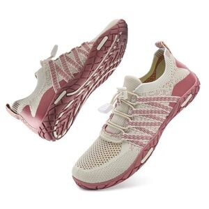 NWT WateLves Women’s Barefoot Water Shoes Beach Swim Shoes Beige Pink 41/US 10